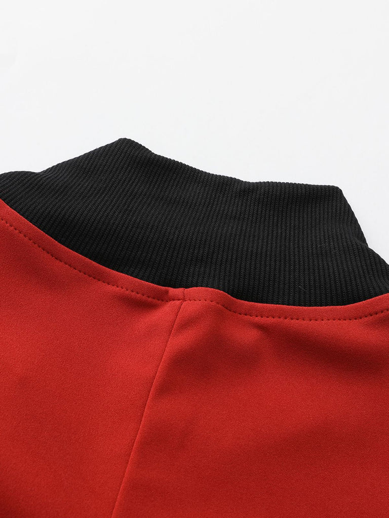 Cappotto con collo alto e bottoni diagonali rosso anni '40