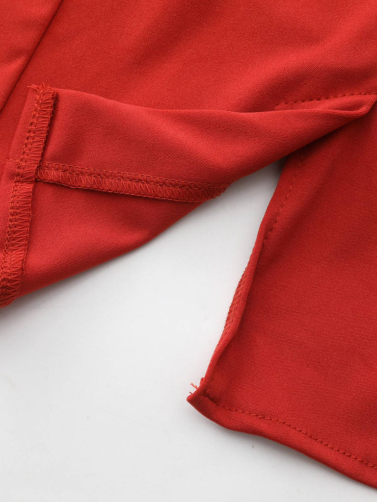 Cappotto con collo alto e bottoni diagonali rosso anni '40