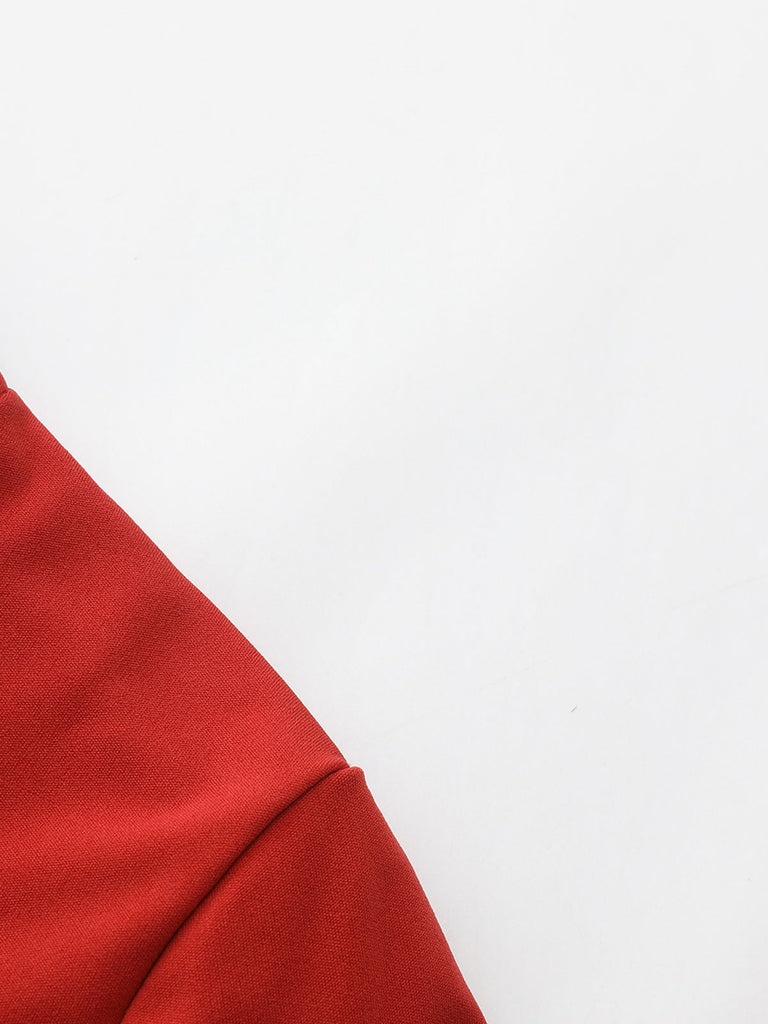 Cappotto con collo alto e bottoni diagonali rosso anni '40