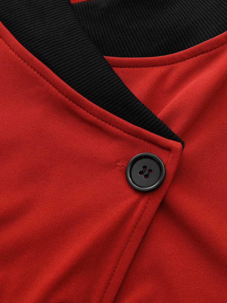 Cappotto con collo alto e bottoni diagonali rosso anni '40