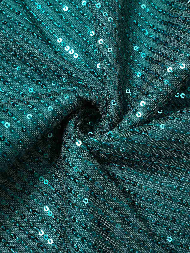 Abito con fiocco e campanellino di Natale e paillettes verde anni '60