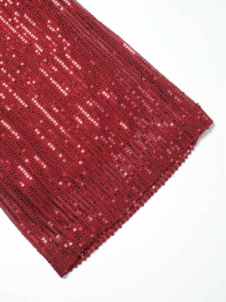 Tuta lunga di piume e paillettes senza spalline con patchwork anni '50