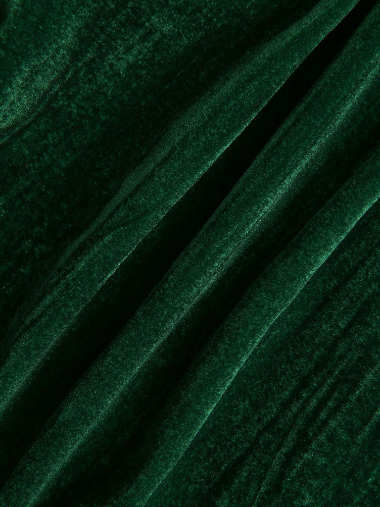 2PCS Blazer in flanella plissettata e pantaloni a gamba larga verde anni '80