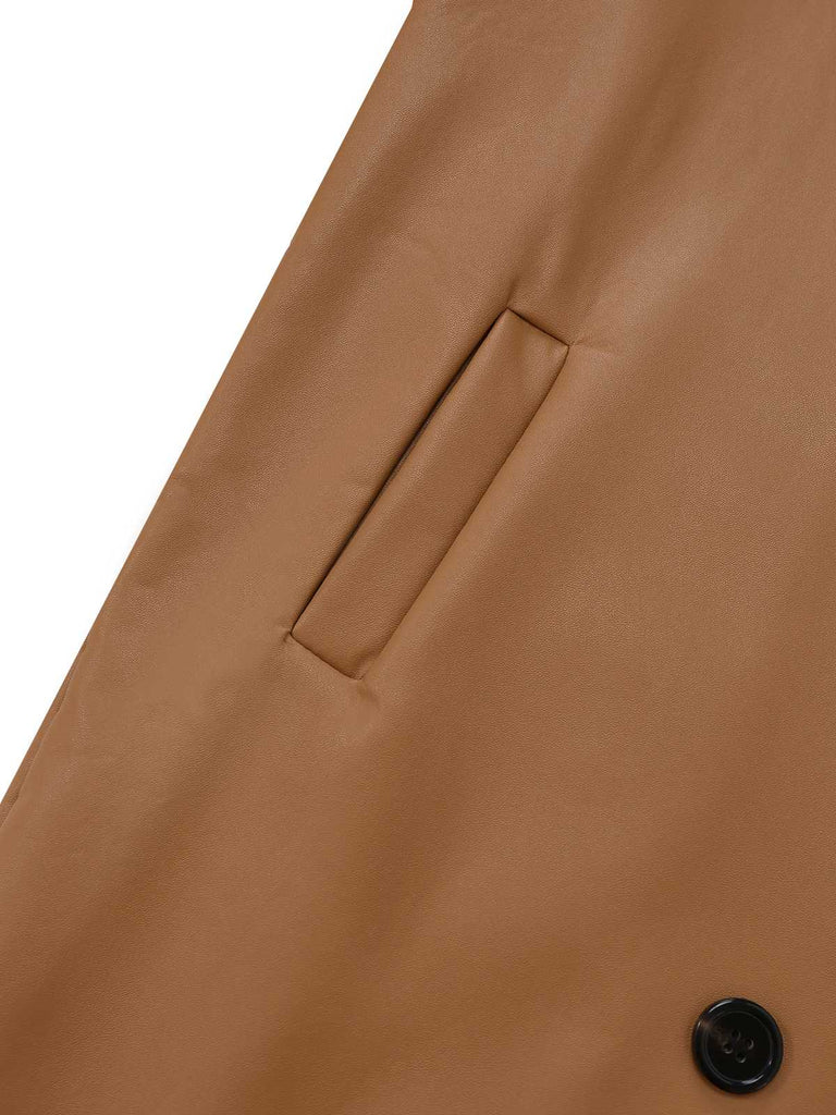 Cappotto lungo con revers in pile sherpa sintetico a contrasto anni '40