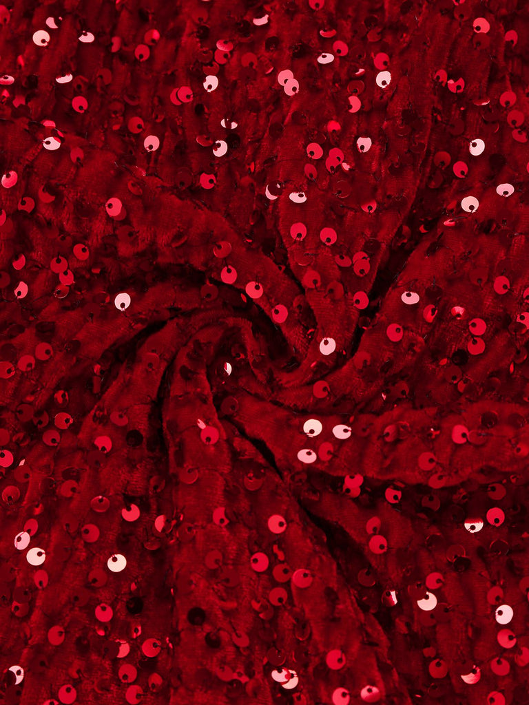 Abito aderente con spacco e paillettes monospalla rosso anni '30