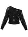 Maglione asimmetrico con spalle scoperte e fiocco di neve natalizio anni '70