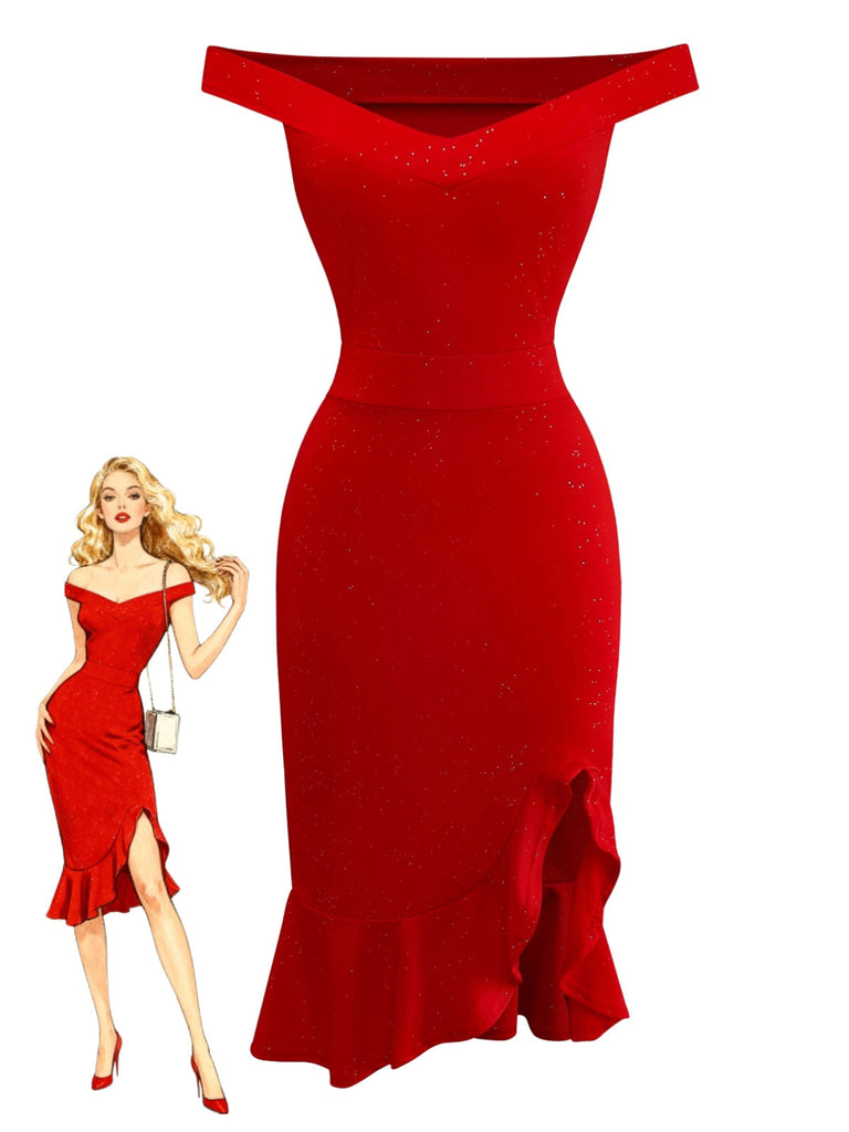 Abito da sirena scintillante con spalle scoperte anni '30