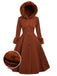 Cappotto con cappuccio e bottoni in finta lana rosa anni '50