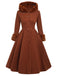 Cappotto con cappuccio e bottoni in finta lana rosa anni '50
