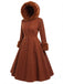 Cappotto con cappuccio e bottoni in finta lana rosa anni '50