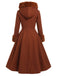 Cappotto con cappuccio e bottoni in finta lana rosa anni '50