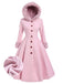 Cappotto con cappuccio e bottoni in finta lana rosa anni '50
