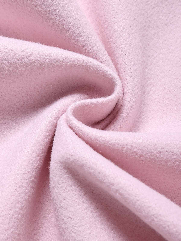 Cappotto con cappuccio e bottoni in finta lana rosa anni '50