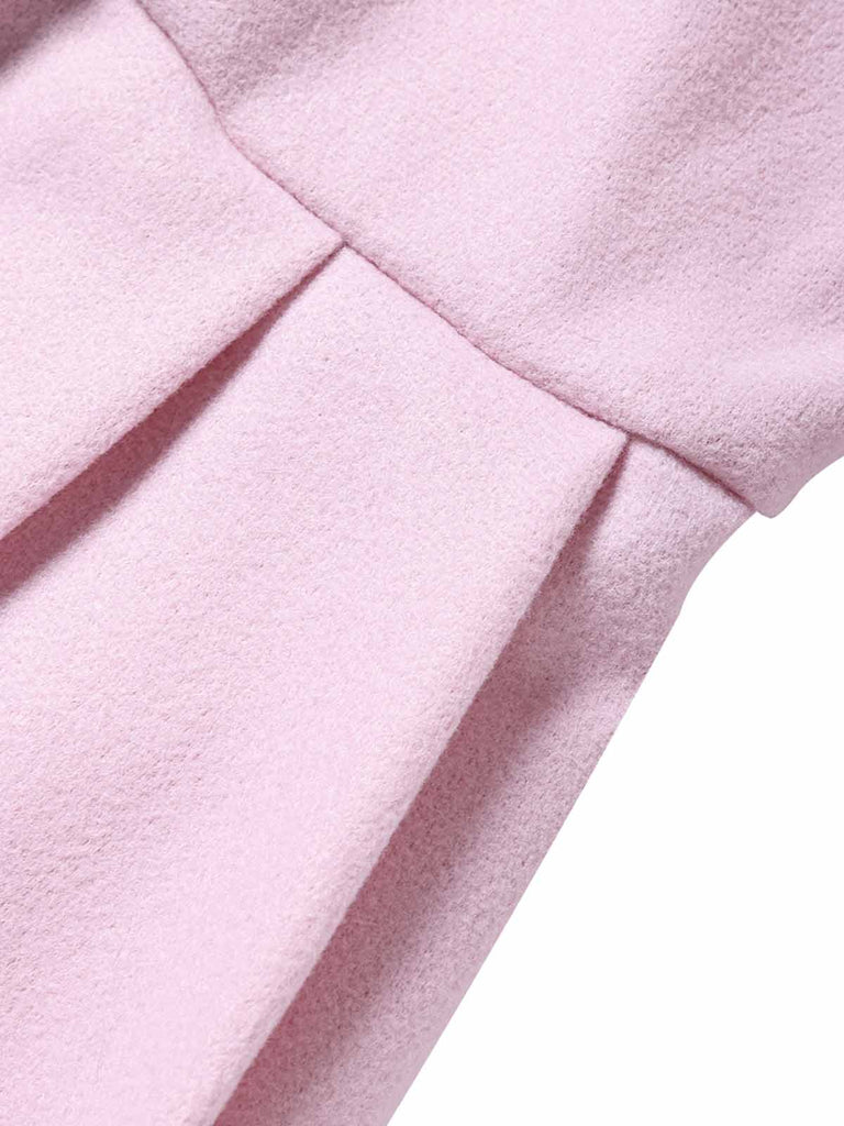 Cappotto con cappuccio e bottoni in finta lana rosa anni '50