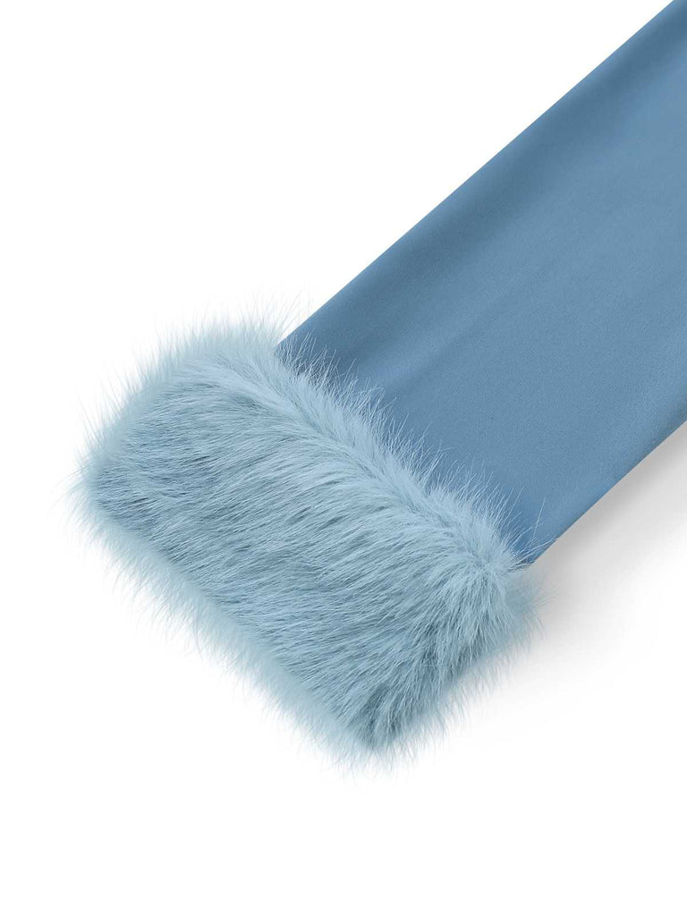 [Prevendita] Tuta lunga paillettes e revers in pelliccia blu anni '70