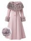 Cappotto con collo di pelliccia multistrato rosa anni '50