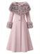 Cappotto con collo di pelliccia multistrato color crema anni '50