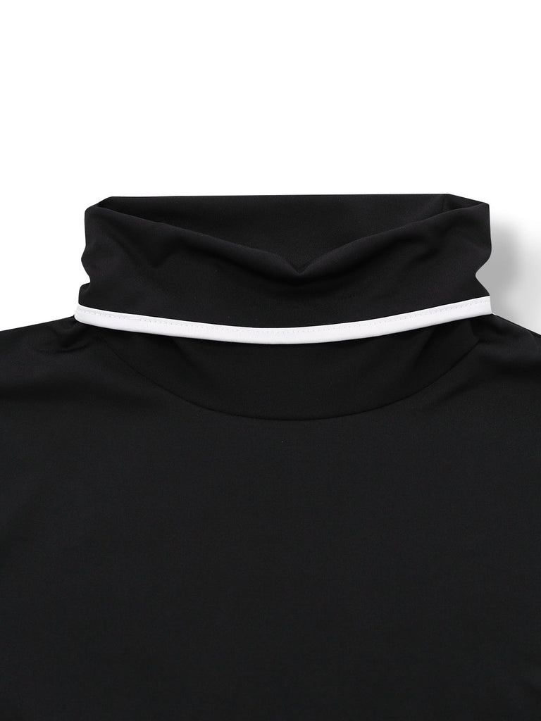 2PCS Top a maglia con collo alto e pantaloni a gamba larga nero anni '30