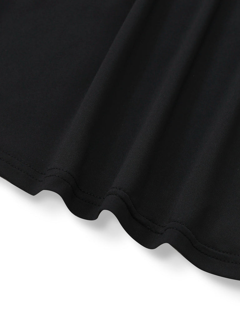 2PCS Top a maglia con collo alto e pantaloni a gamba larga nero anni '30