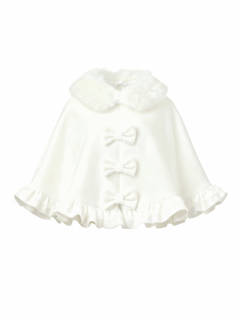 [Prevendita] Mantella con collo di pelliccia e fiocco bianco anni '40