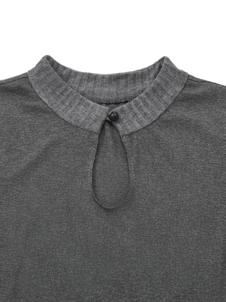 [Prevendita] Abito plissettato in maglia e pelle con fibbia grigio anni '70