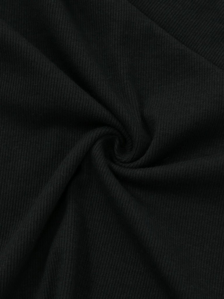 Maglia con scollo a V e maniche a lanterna nero anni '50