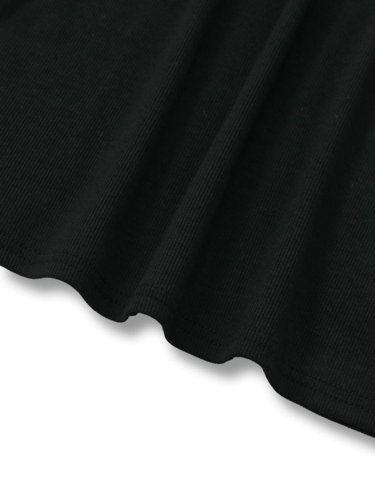 Maglia con scollo a V e maniche a lanterna nero anni '50