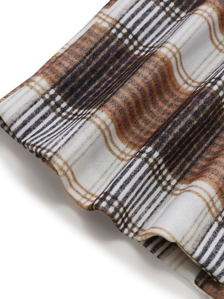 Cappotto in finta lana a quadri a quadretti cachi anni '30