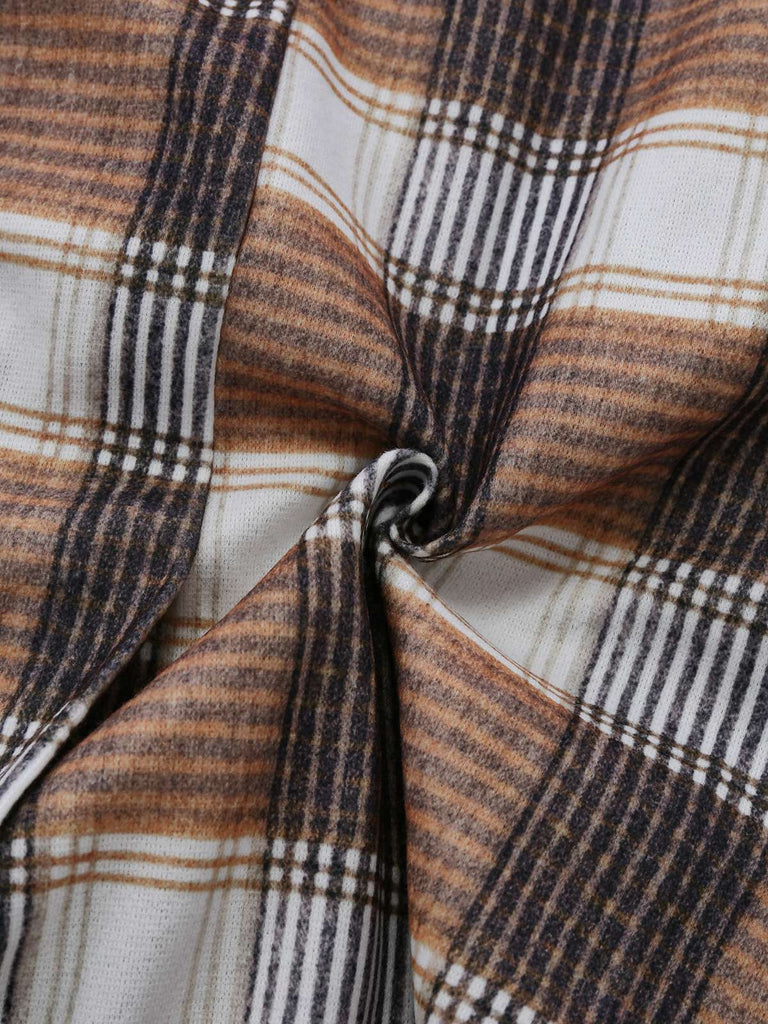 Cappotto in finta lana a quadri a quadretti cachi anni '30