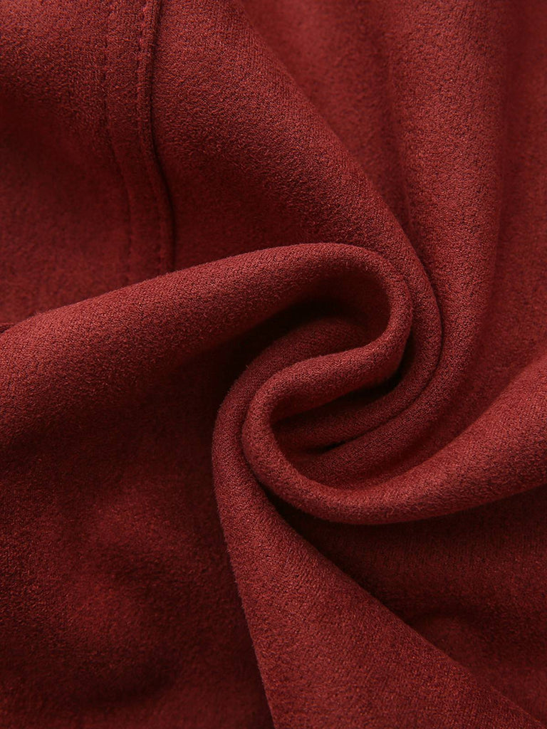 Giacca corta in pelle scamosciata con collo alto marrone anni '80