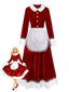 Completo di costume da signora Claus in velluto rosso anni '30
