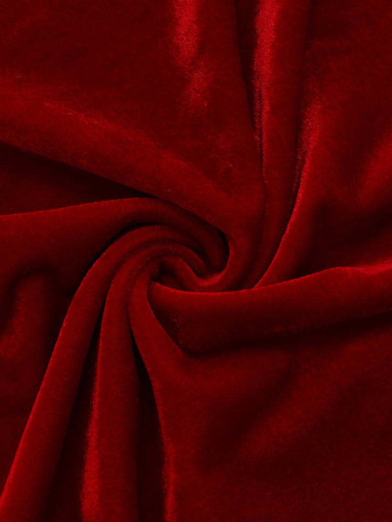 Completo di costume da signora Claus in velluto rosso anni '30