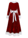 Completo di costume da signora Claus in velluto rosso anni '30