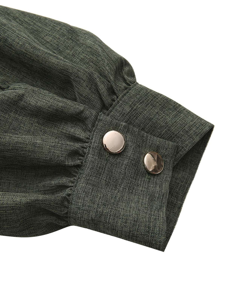 Abito con colletto a punta e maniche a lanterna anni '40