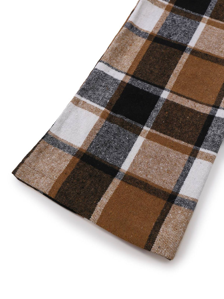 2PCS Gilet a quadri senza maniche in finta lana e pantaloni cachi anni '50