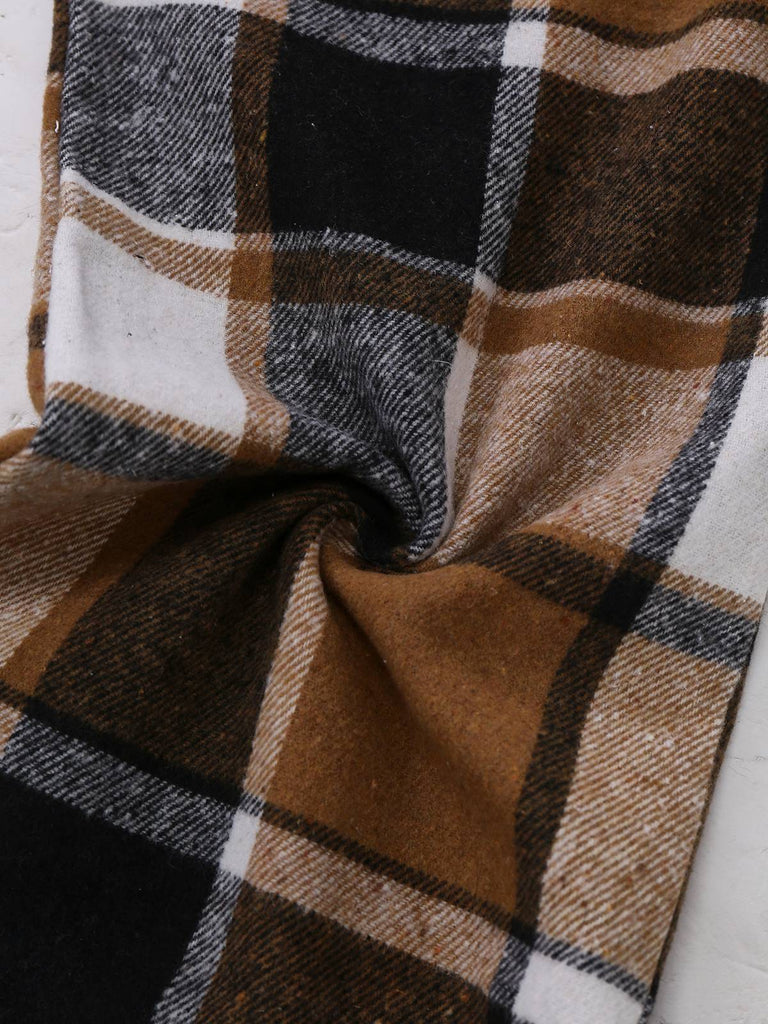 2PCS Gilet a quadri senza maniche in finta lana e pantaloni cachi anni '50