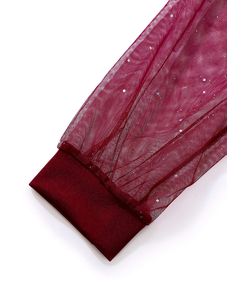 Abito aderente glitter in rete con scollo a V anni '60