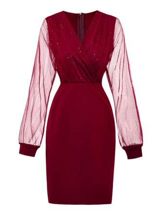 Abito aderente glitter in rete con scollo a V anni '60