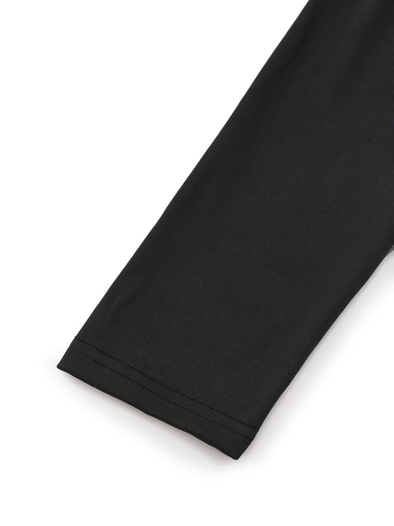 Abito con colletto a fiocco e bottoni e spacco frontale nero anni '30