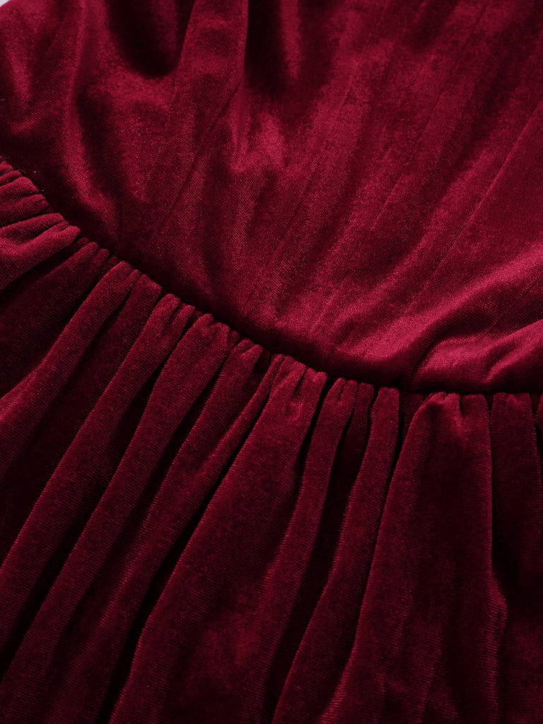 Mini abito in velluto con scollo quadrato anni '70