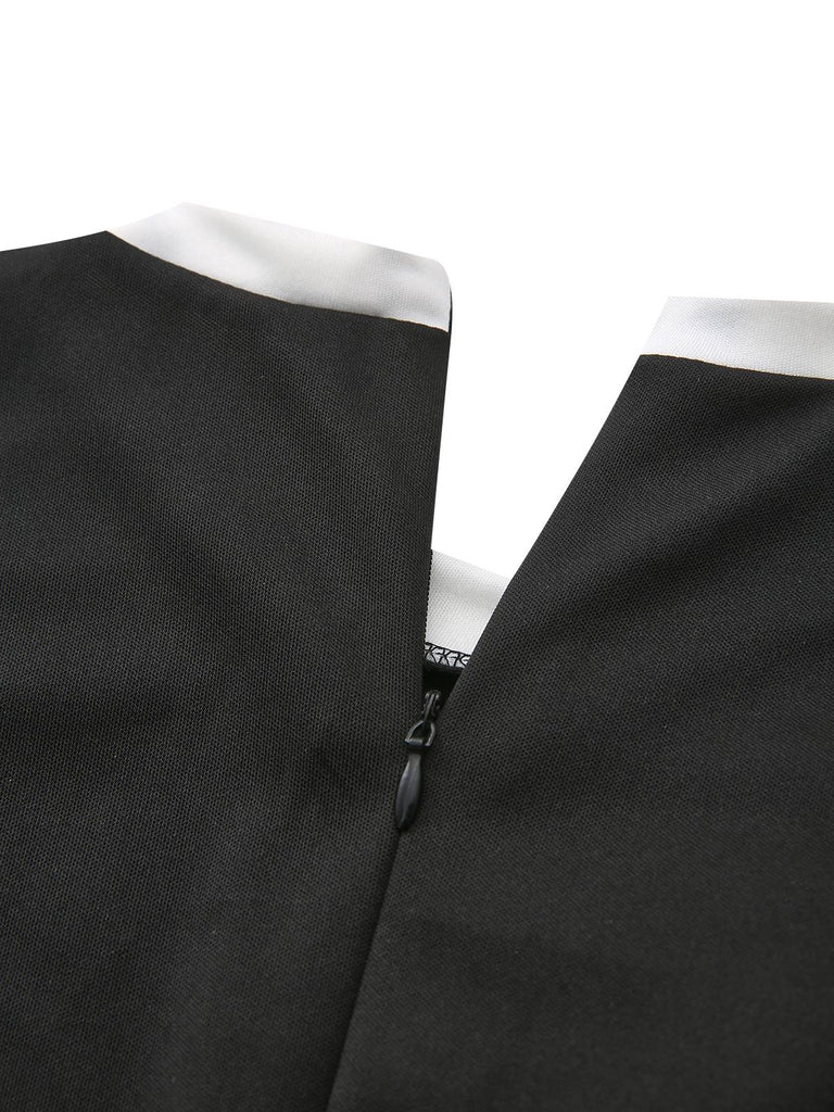 Tuta lunga con stampa floreale 3D e maniche annodate nero anni '50