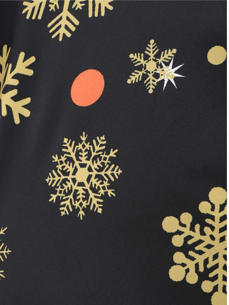 Abito fiocco di neve con cintura natalizio nero anni '50