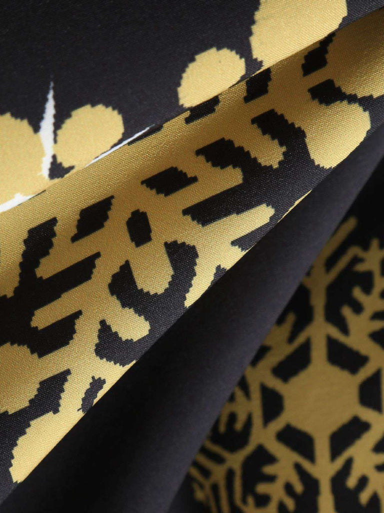 Abito fiocco di neve con cintura natalizio nero anni '50