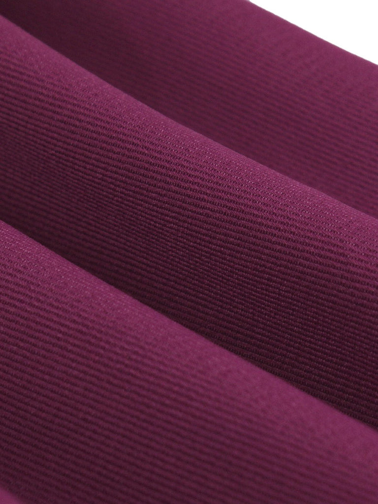 Abito a ruota stile gatto con spalline larghe rosso violaceo anni '50