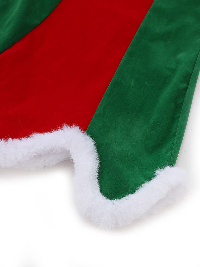 Completo di abiti natalizi in peluche rosso e verde anni '60