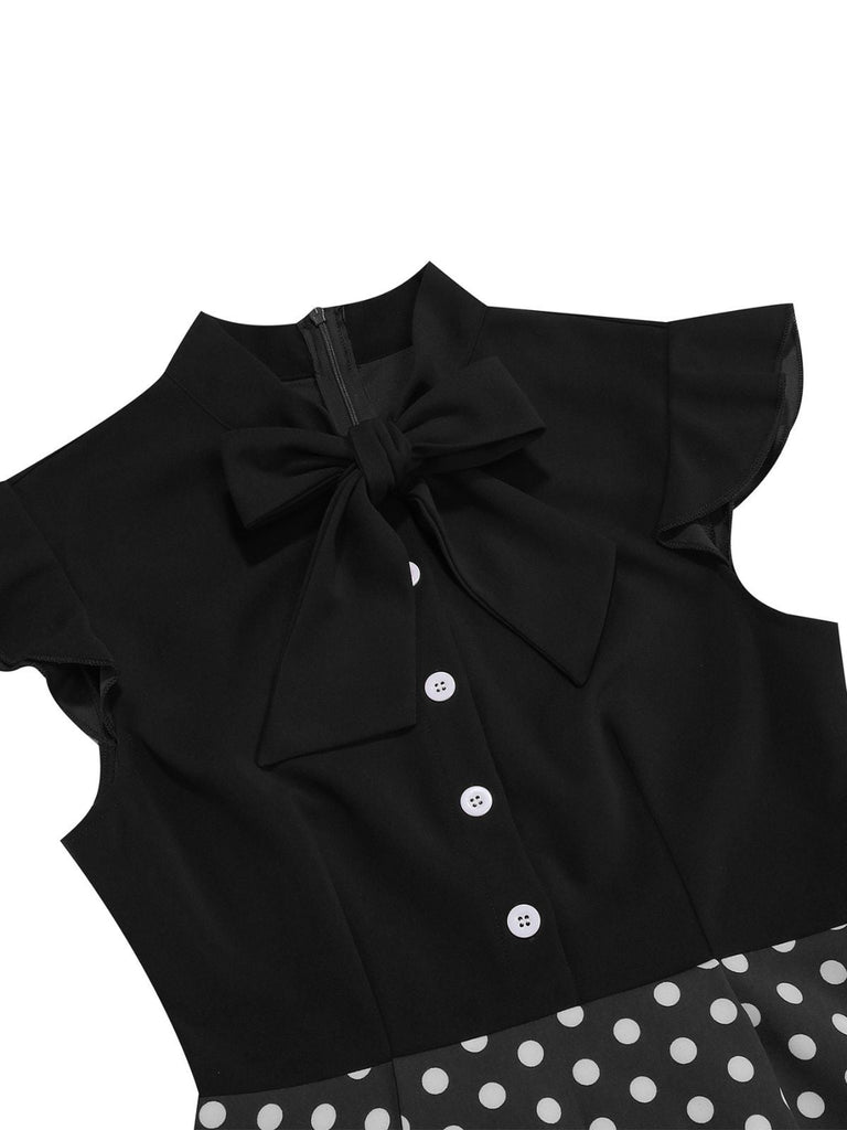 Abito a ruota a pois con fiocco anni '50