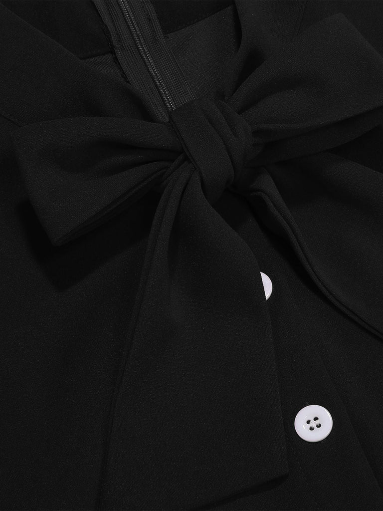 Abito a ruota a pois con fiocco anni '50