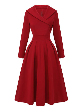 Abito a ruota con revers a vita alta anni '50