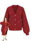 Cardigan largo in maglia con perline di perle rosse anni '50