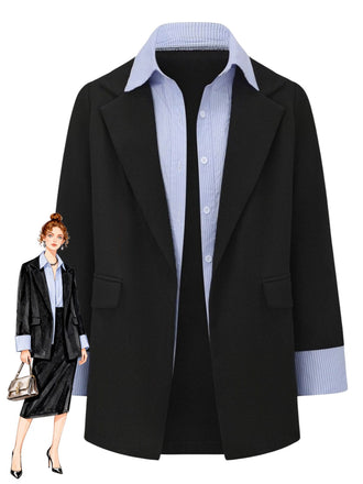 Blazer finto a due pezzi con revers a righe nero anni '50